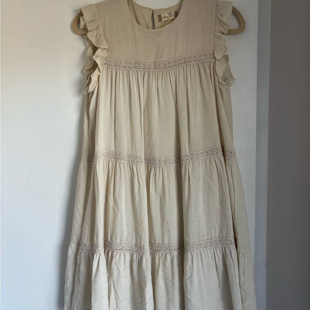 Altar'd State Cream Ruffle-Tiered Dress